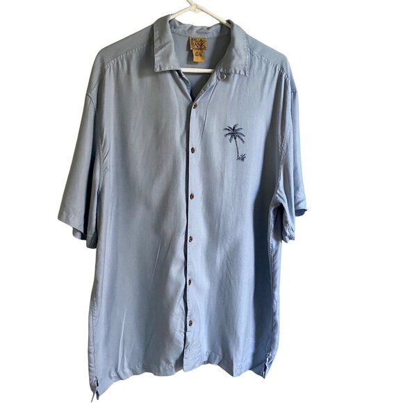 Jos. A. Bank Silk Short Sleeve Shirt with Tropical Palm Trees Mens XL - Picture 1 of 10